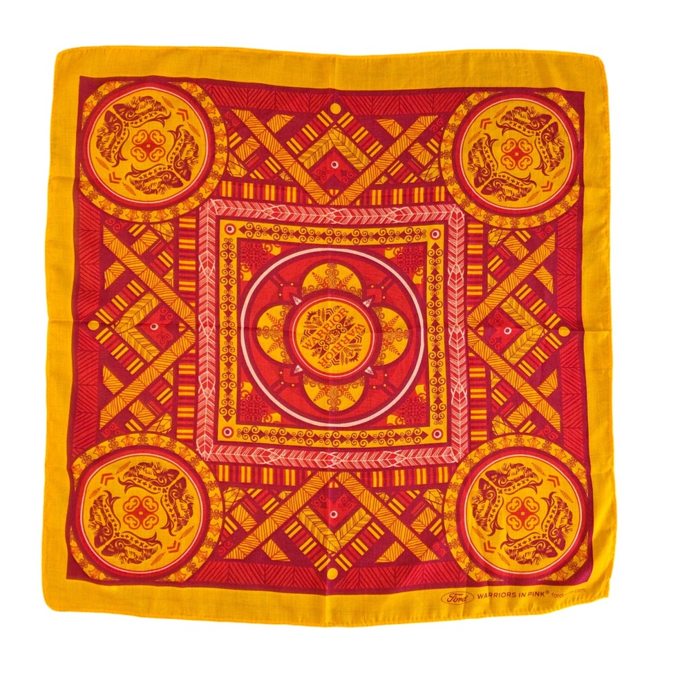 Ford Warriors in Pink Scarf Yellow Red Geometric Tribal Bandana Square 21.5in